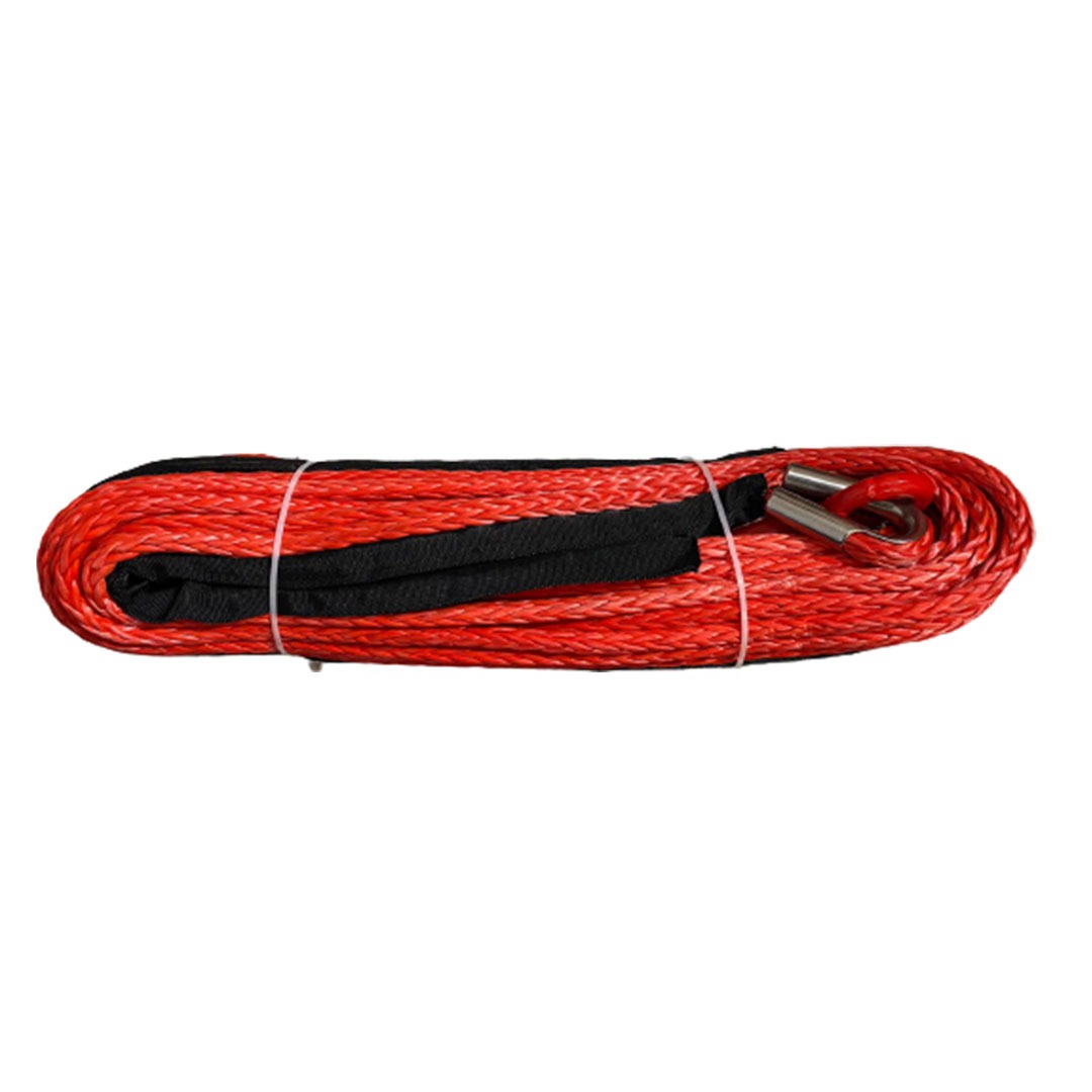 Winch red synthetic rope with hook